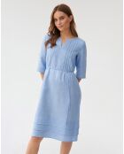 Blaues Pemo Leinenmischkleid