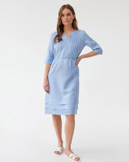 Blaues Pemo Leinenmischkleid