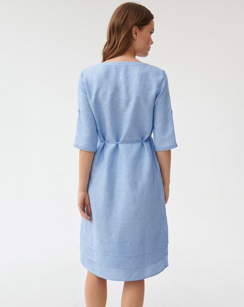 Blaues Pemo Leinenmischkleid