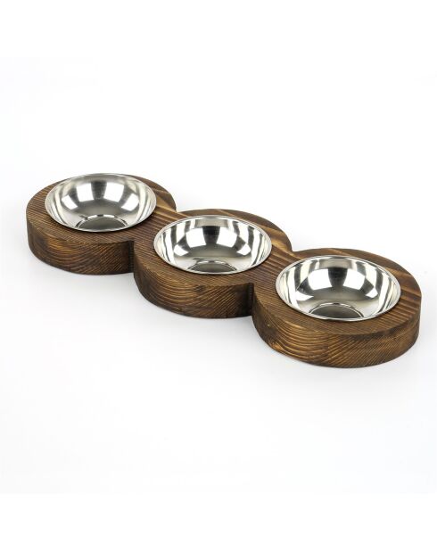 Triple gamelle marron