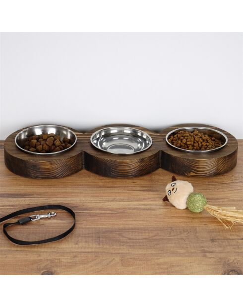 Triple gamelle marron