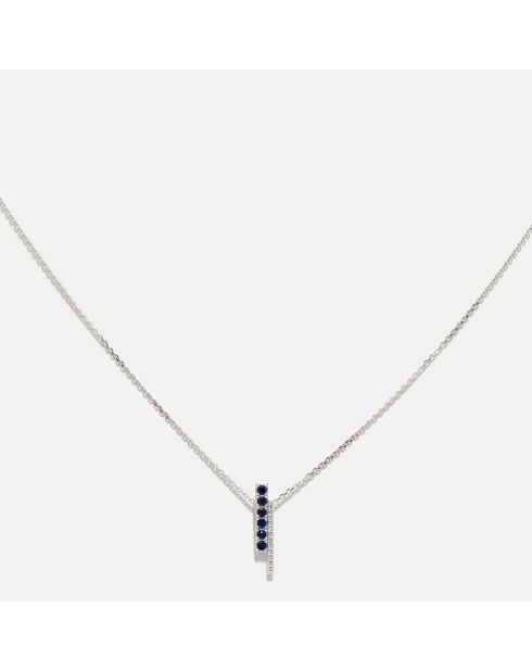 Colgante de oro blanco con diamantes de 0,035 quilates y zafiros de 0,199 quilates