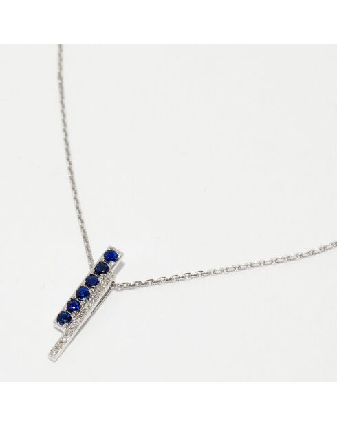 Colgante de oro blanco con diamantes de 0,035 quilates y zafiros de 0,199 quilates