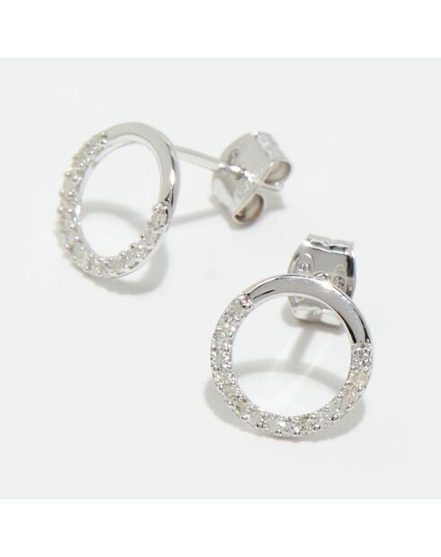 Boucles d'oreilles Diamants 0.128 ct or blanc
