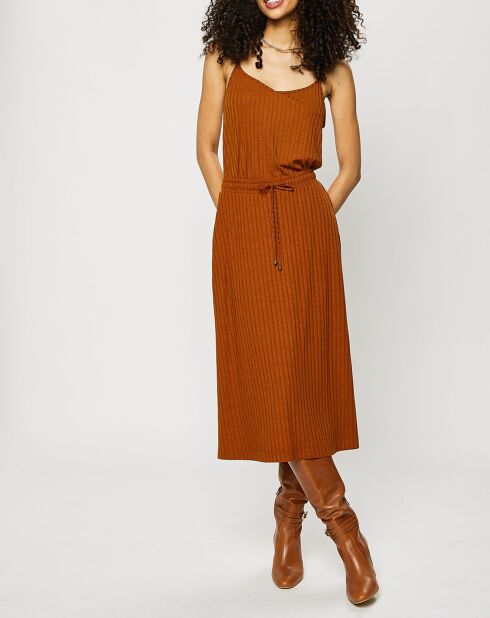 Top en Jersey côtelé à bretelles marron clair