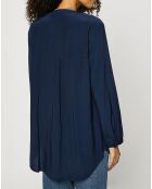 Blouse col mao boutons bleu marine