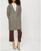 Manteau léger à teneur en Laine à carreaux taupe/beige