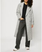 Manteau long double boutonnage tissé gris clair