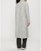 Manteau long double boutonnage tissé gris clair