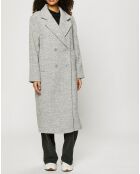 Manteau long double boutonnage tissé gris clair