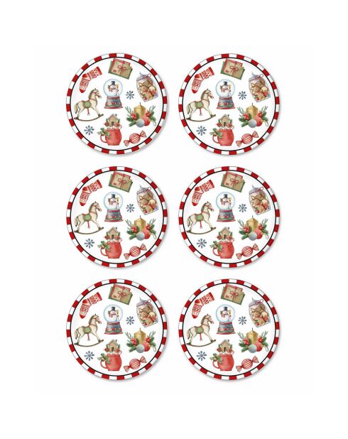 6 Assiettes dessert en Céramique  multicolores - 19 cm