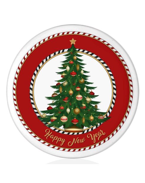 Piatto piano in ceramica bianco/rosso/verde - D.30 cm