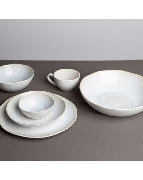 6 Suppenteller aus Keramik mit Wolkenmotiv, D. 20x4 cm