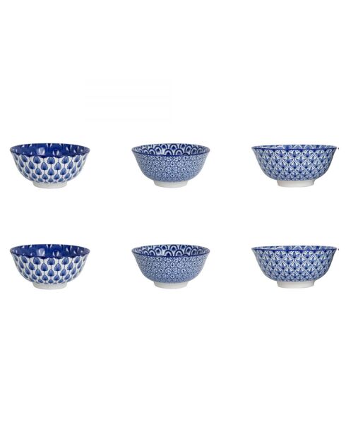 6 Petits bols en Porcelaine Azuli bleus - D. 11x6 cm