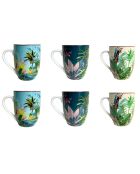 6 Mugs en Porcelaine Borneo verts - 11.8x7.8x9.8 cm