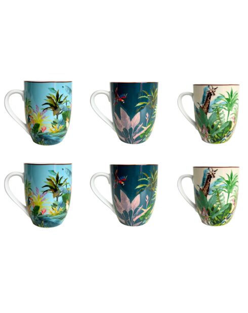 6 Mugs en Porcelaine Borneo verts - 11.8x7.8x9.8 cm