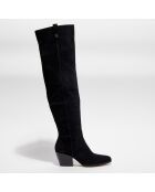 Bottes en Velours de Cui Harlow noires - Talon 7 cm