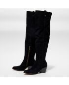 Bottes en Velours de Cui Harlow noires - Talon 7 cm