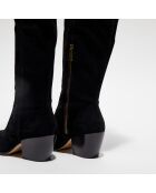 Bottes en Velours de Cui Harlow noires - Talon 7 cm