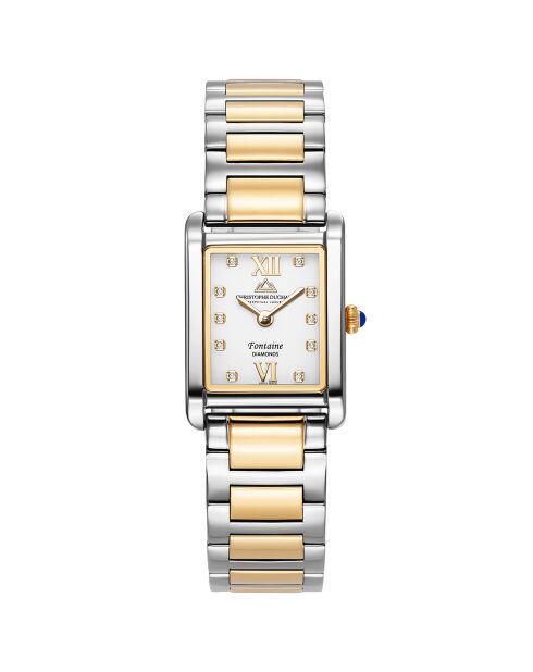 Montre Femme Quartz en Acier & Diamants 0.0415 ct Fontaine argenté/doré