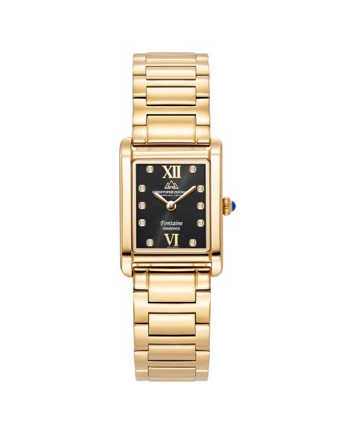 Montre Femme Quartz en Acier & Diamants 0.0415 ct Fontaine dorée