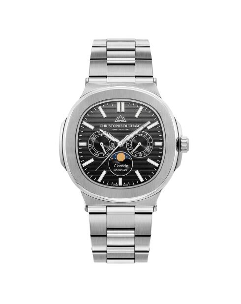 Montre Homme Quartz en Acier L'Envie Moonphase argentée