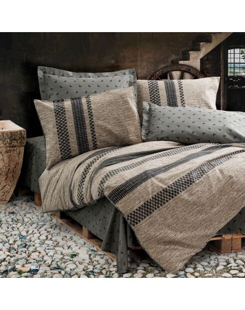 Parure housse de couette Arlo marron/noir/gris