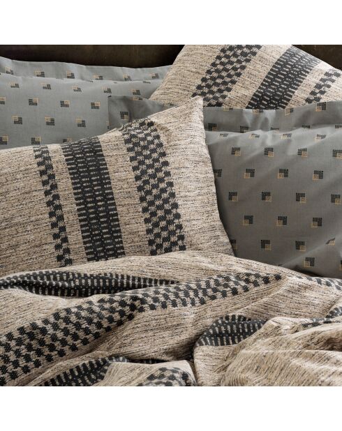 Parure housse de couette Arlo marron/noir/gris