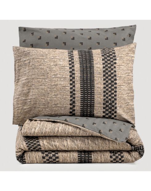 Parure housse de couette Arlo marron/noir/gris