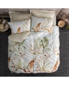 Parure housse de couette en Satin de Coton Luster beige/blanc/vert