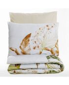 Parure housse de couette en Satin de Coton Luster beige/blanc/vert