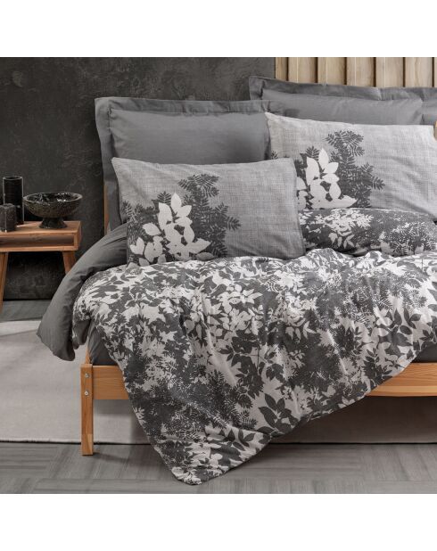 Parure housse de couette Lunt gris/blanc