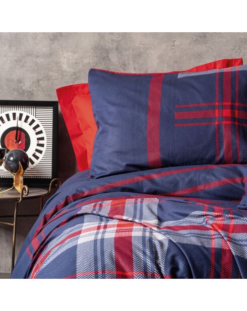 Parure housse de couette Abel rouge/bleu