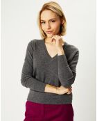 Pull 100% Cachemire Nocon col V gris foncé