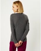 Pull 100% Cachemire Nocon col V gris foncé