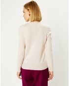 Pull 100% Cachemire Yocon col V rose clair