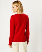 Pull 100% Cachemire Focon col V rouge