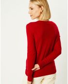 Pull 100% Cachemire Zocon col V rouge