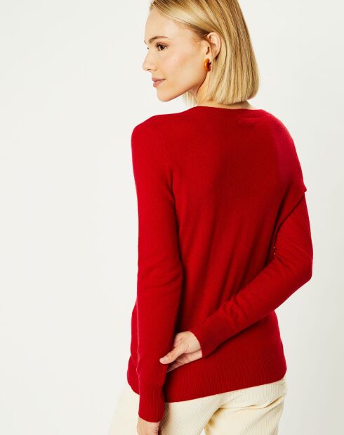 Pull 100% Cachemire Zocon col V rouge