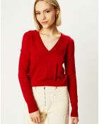 Pull 100% Cachemire Zocon col V rouge