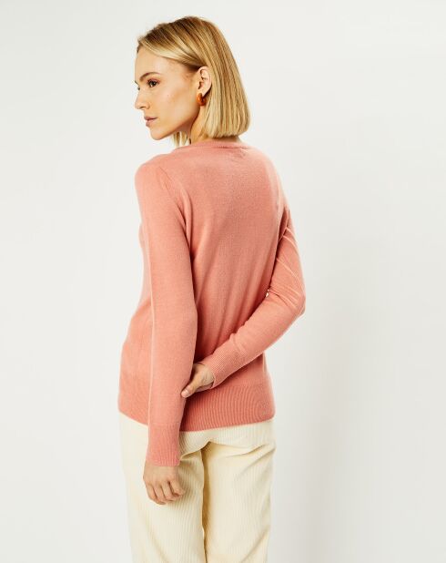 Pull 100% Cachemire Yocon col V rose