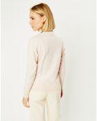 Pull 100% Cachemire Zocon col V beige rosé