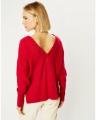 Pull 100% Cachemire Frani col V rose foncé