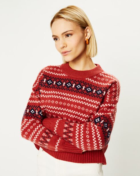 Pull en Laine & Cachemire Denver col rond rouge