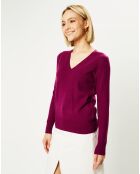 Pull 100% Cachemire Zocon col V violet