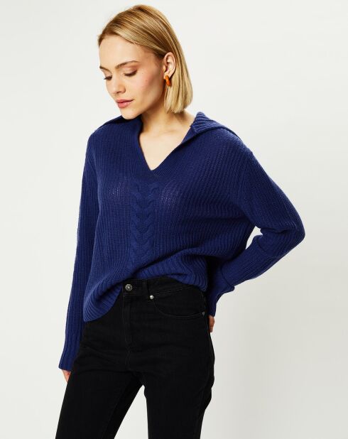 Pull polo en Laine & Cachemire Fano bleu indigo