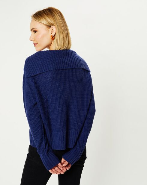 Pull polo en Laine & Cachemire Fano bleu indigo