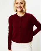 Cardigan 100% Cachemire Facao col rond bordeaux