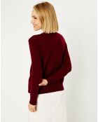 Cardigan 100% Cachemire Facao col rond bordeaux