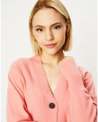 Cardigan 100% Cachemire Fabiola col V rose clair